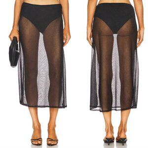 NEW Bella Venice Lily Midi Skirt in Black Sheer Mesh Small S Revolve